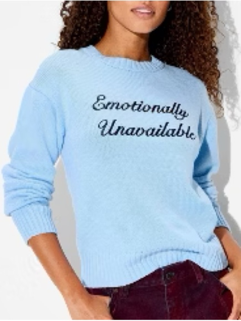 NWT Light Blue 'Emotionally Unavailable' Knit Sweater XS - Picture 2 of 6
